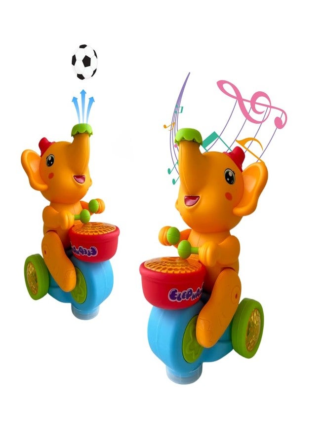 ItsyToys Musical Walking Elephant Drummer Toy with Flashing Light & Sound Toy for Kids Beating Drum Blowing Ball - Image 1